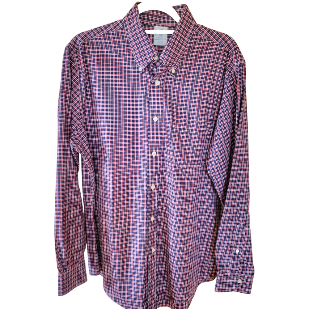 Brooks Brothers // M's Regent Fit Plaid Button Down Shirt // XL // Red & Blue - Picture 2 of 10
